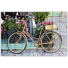 Бежевое панно для стен Creative Wood Велосипеды Велосипеды - Велосипед с цветами